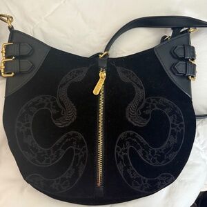 Killstar Adder Bag Snakes Suede Gold Accents Faux Leather Goth Punk crossbody